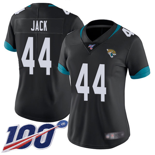 Nike Jacksonville Jaguars #44 Myles Jack Black Team Color Women Stitched NFL 100th Season Vapor Limited Jersey